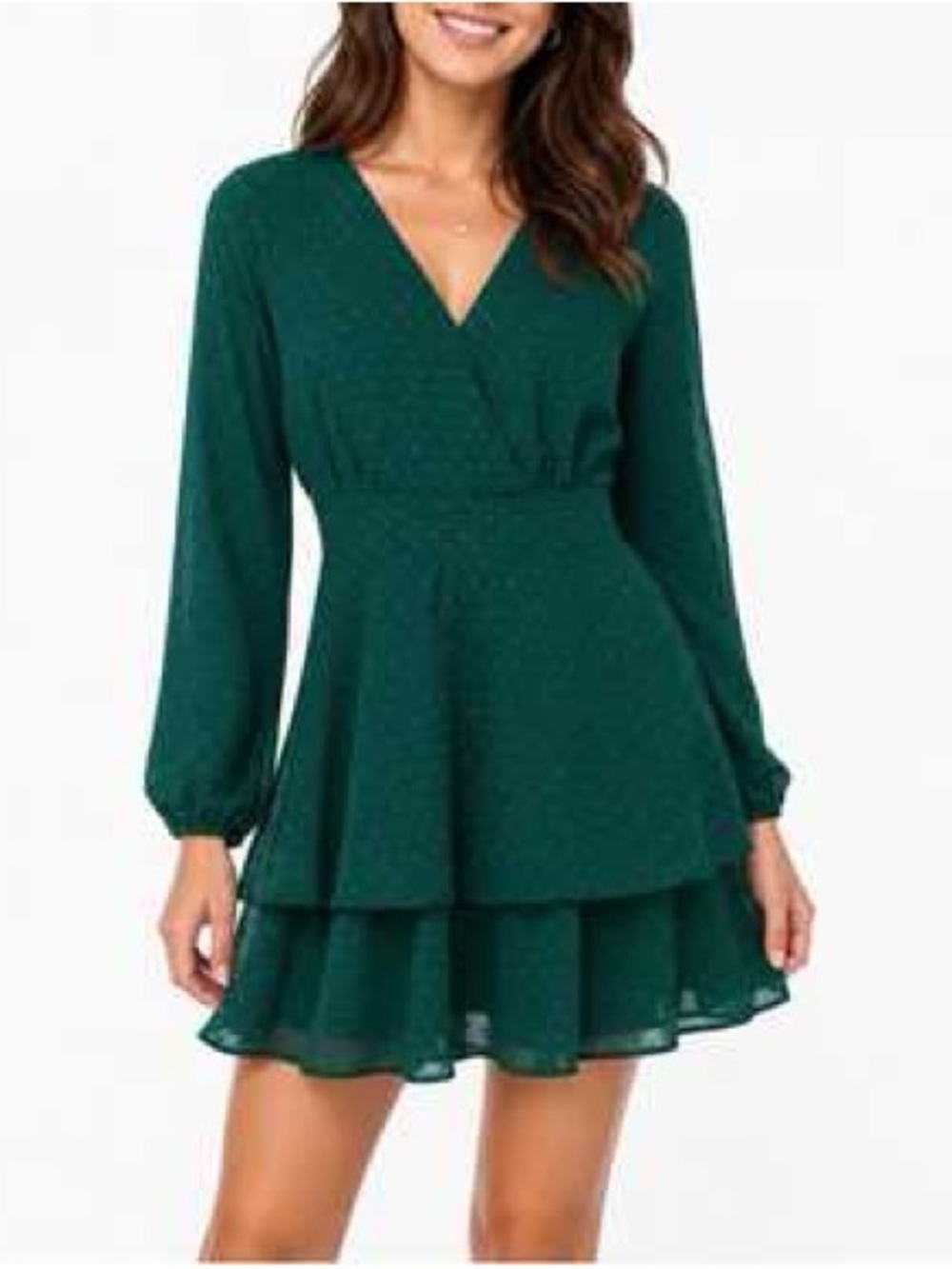 Japna Polka Dot Wrap Mini Dress in Green Size Small Like New